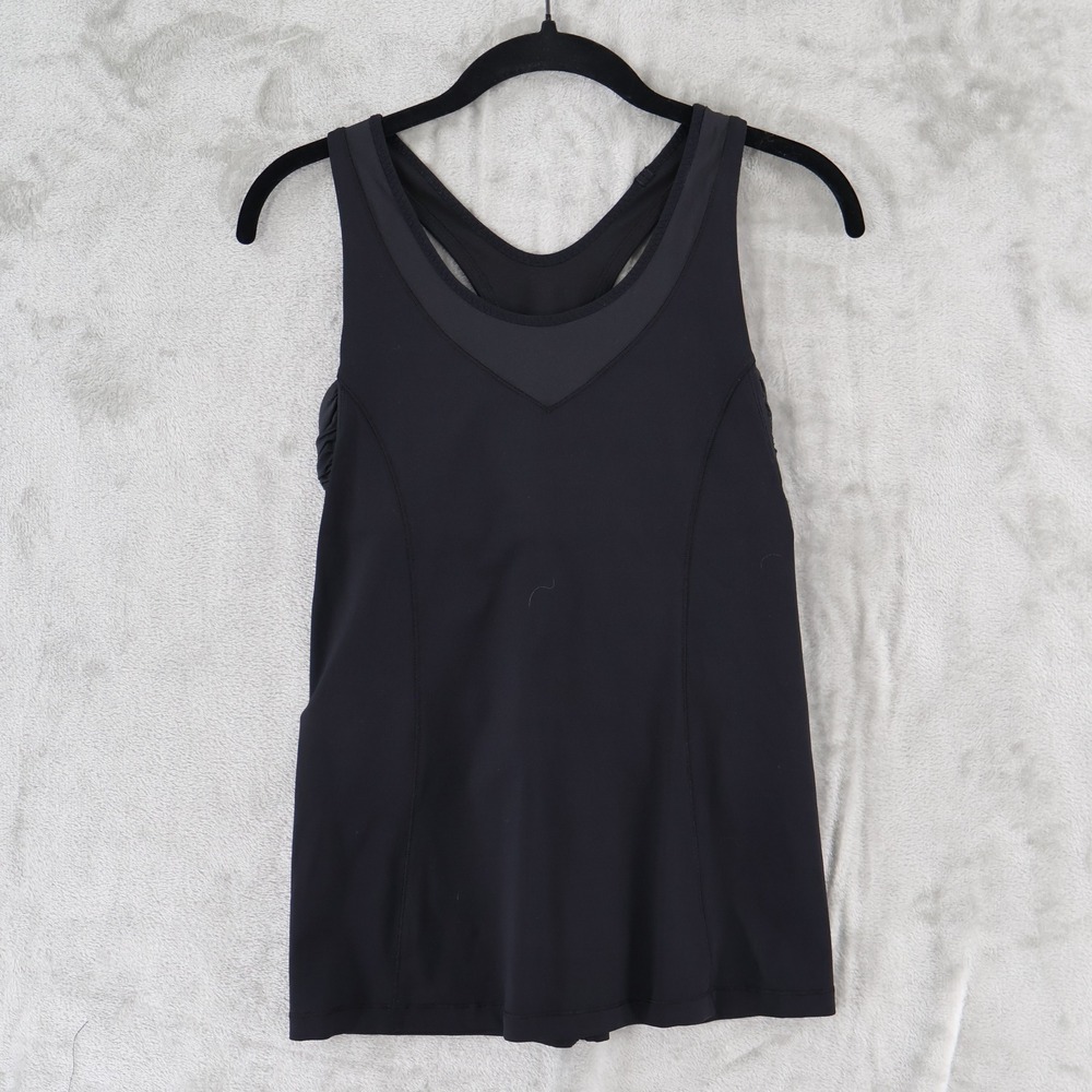 Lululemon Racerback Tank Top Women Size 6 Black Ruched Strappy Athletic Gym Yoga